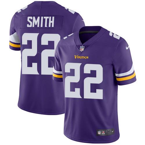 Men 2019 Minnesota Vikings #22 Smith purple Nike Vapor Untouchable Limited NFL Jersey->minnesota vikings->NFL Jersey